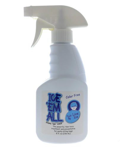 Ice Em All 8oz Spray Bottle, (2-3 Applications) - Natural Lice, Tick and Bed Bugs Treatment